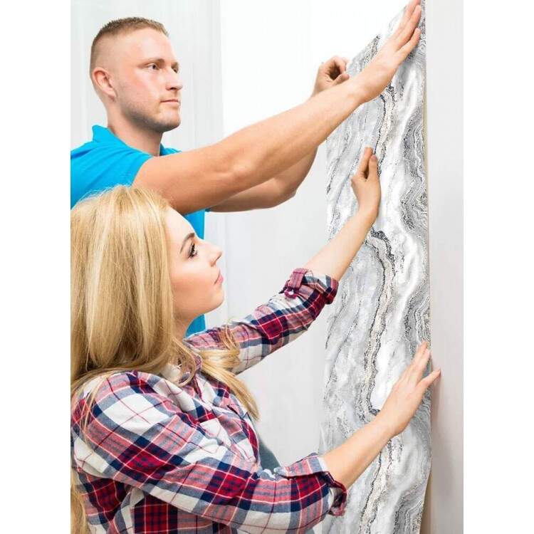 Papel de Parede Ondas de Mrmore Cinza