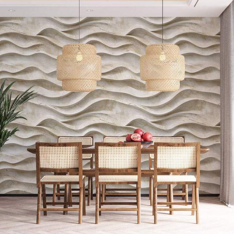 Papel de Parede Ondas de Pedra Bege