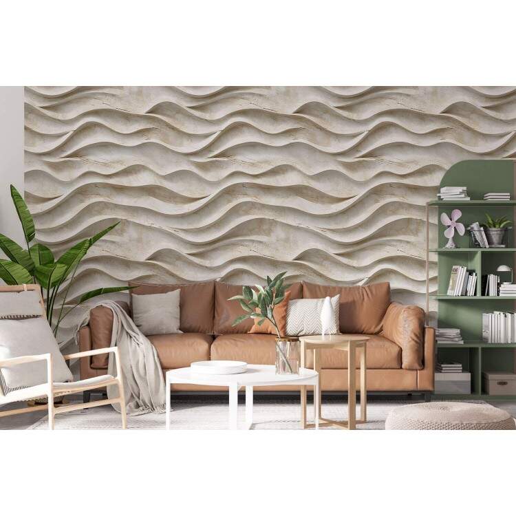 Papel de Parede Ondas de Pedra Bege