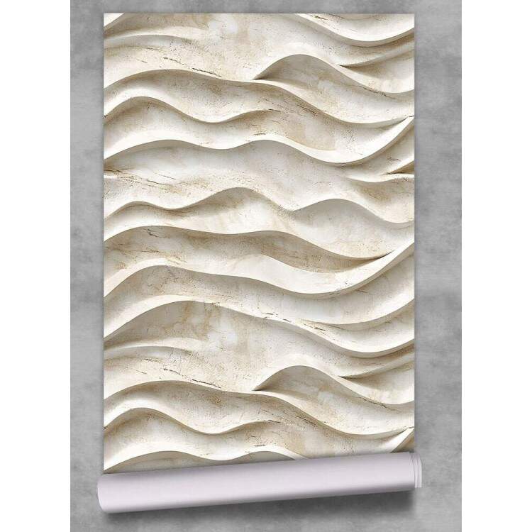 Papel de Parede Ondas de Pedra Bege