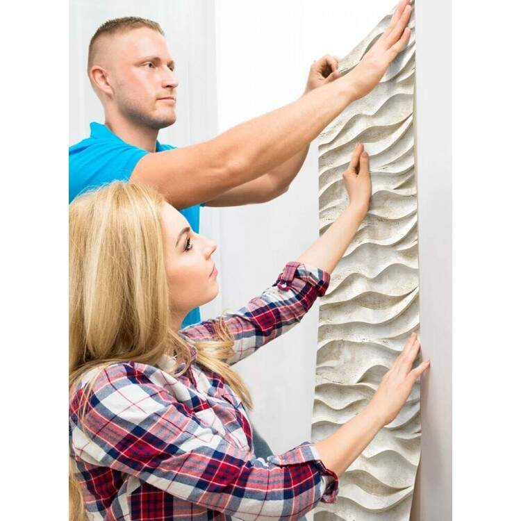 Papel de Parede Ondas de Pedra Bege