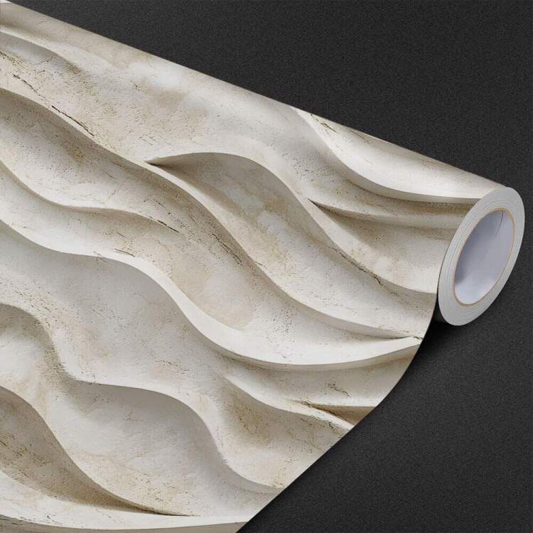Papel de Parede Ondas de Pedra Bege