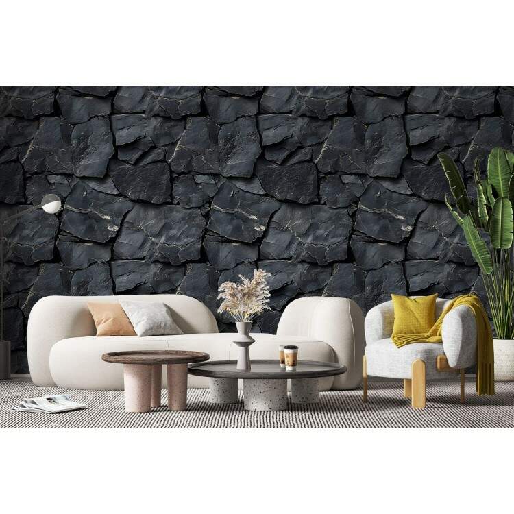 Papel de Parede Estilo Textura de Pedra Preta