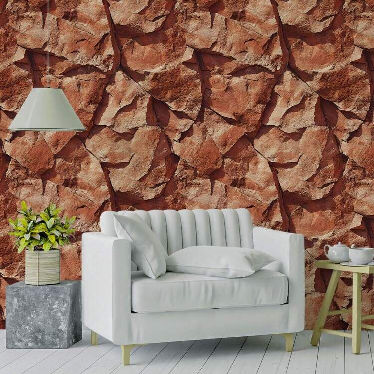 Papel de Parede Estilo Textura de Pedra Vermelha