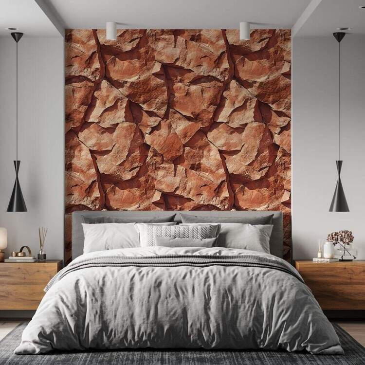 Papel de Parede Estilo Textura de Pedra Vermelha