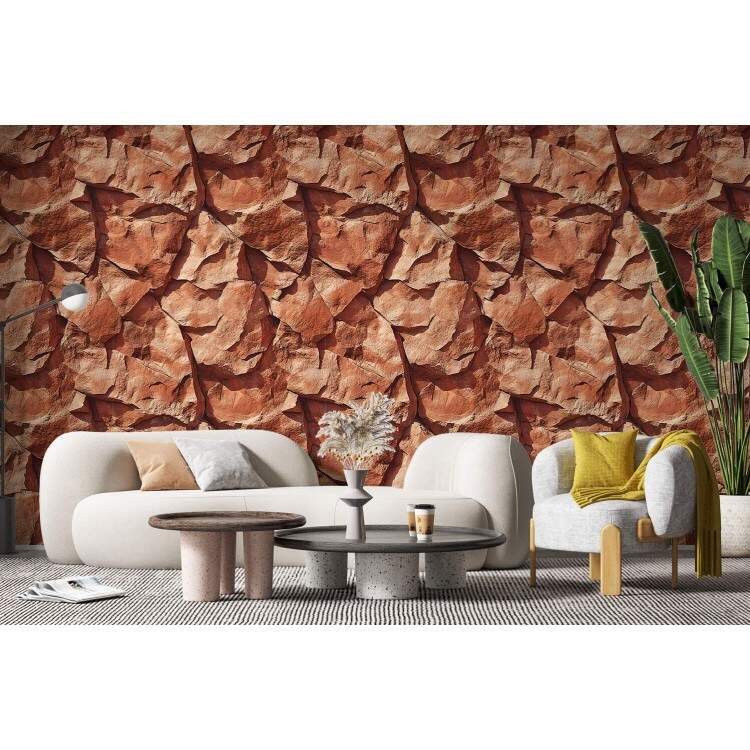 Papel de Parede Estilo Textura de Pedra Vermelha