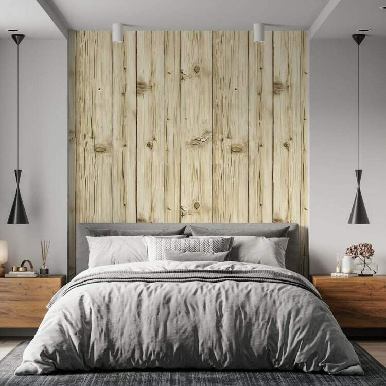 Papel de Parede Estilo Madeira Ripa Grande e Clara