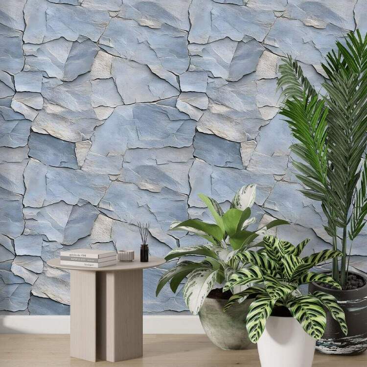 Papel de Parede Pedra Estilo Rocha Azul Textura Clara