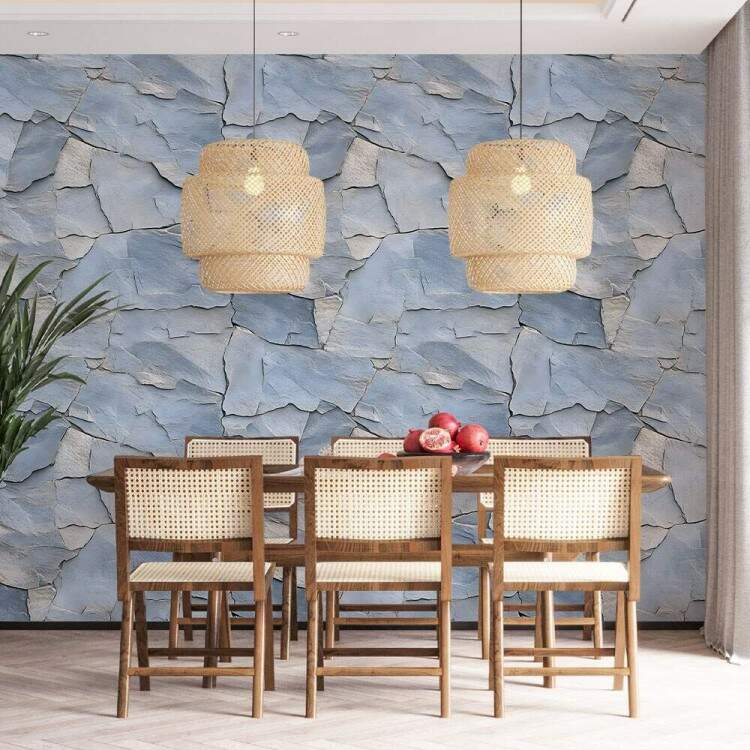 Papel de Parede Pedra Estilo Rocha Azul Textura Clara