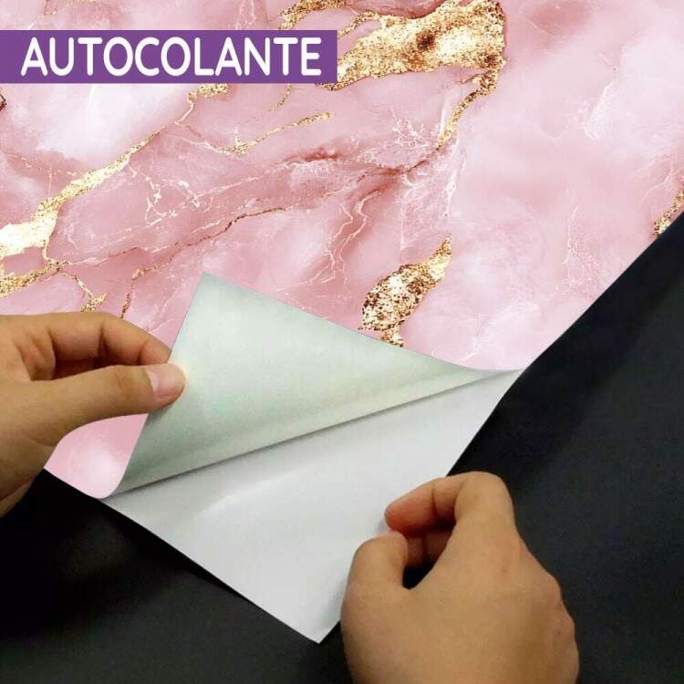 Papel de Parede Pedra Mrmore Rosa com Dourado