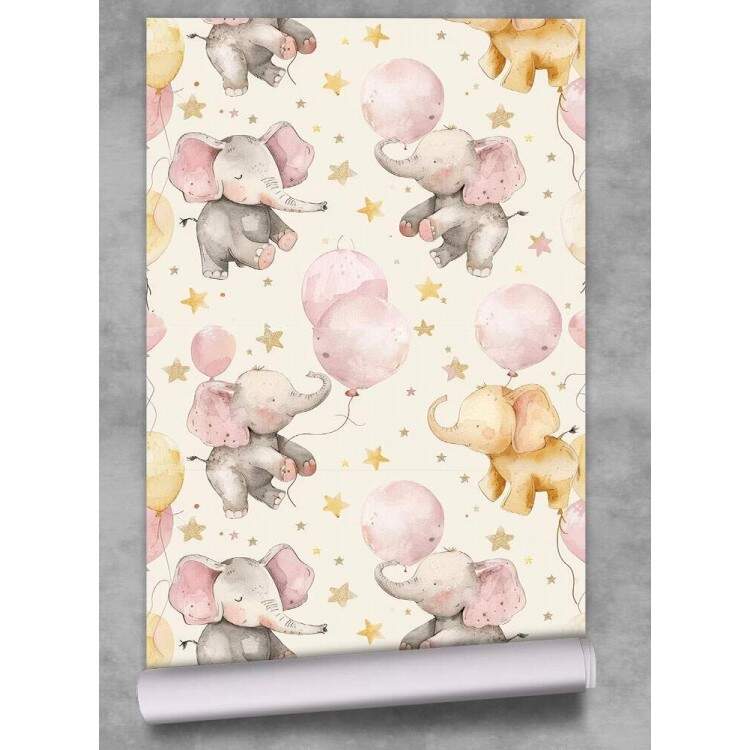 Papel de Parede Infantil Elefantinhas no Balo