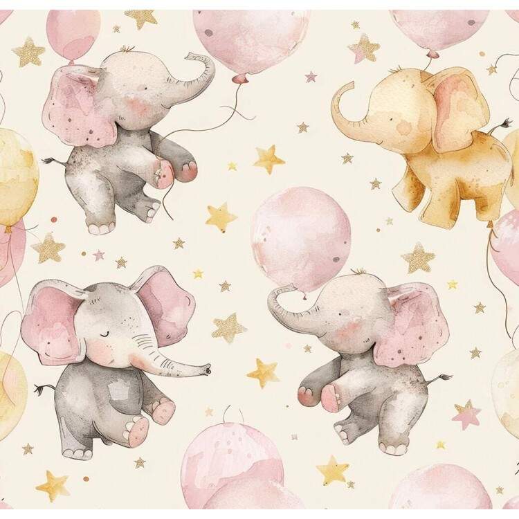 Papel de Parede Infantil Elefantinhas no Balo