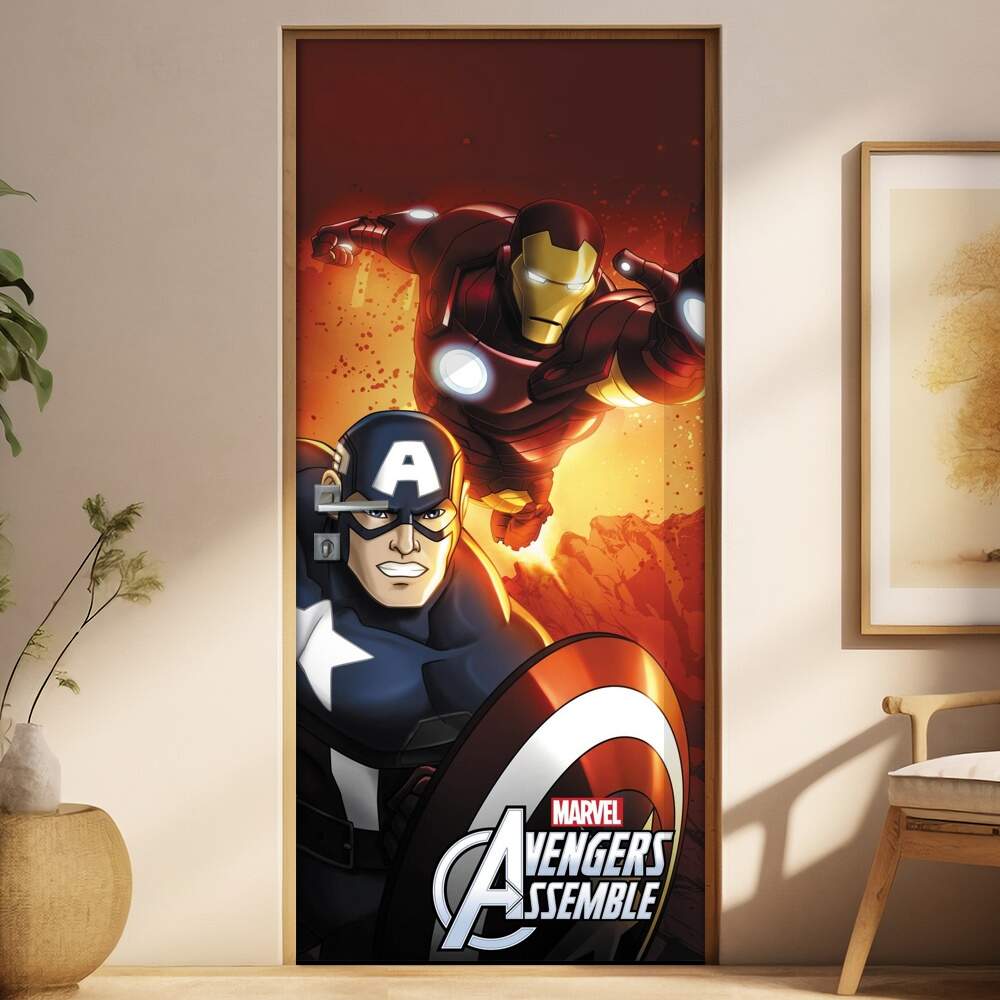 Adesivo para Porta Homem de Ferro e Capito Amrica