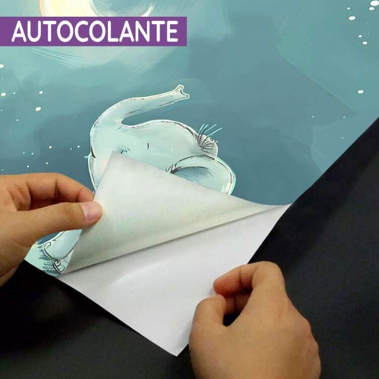 Papel de Parede Estilo Aquarela Elefante e Lua Brilhante MP