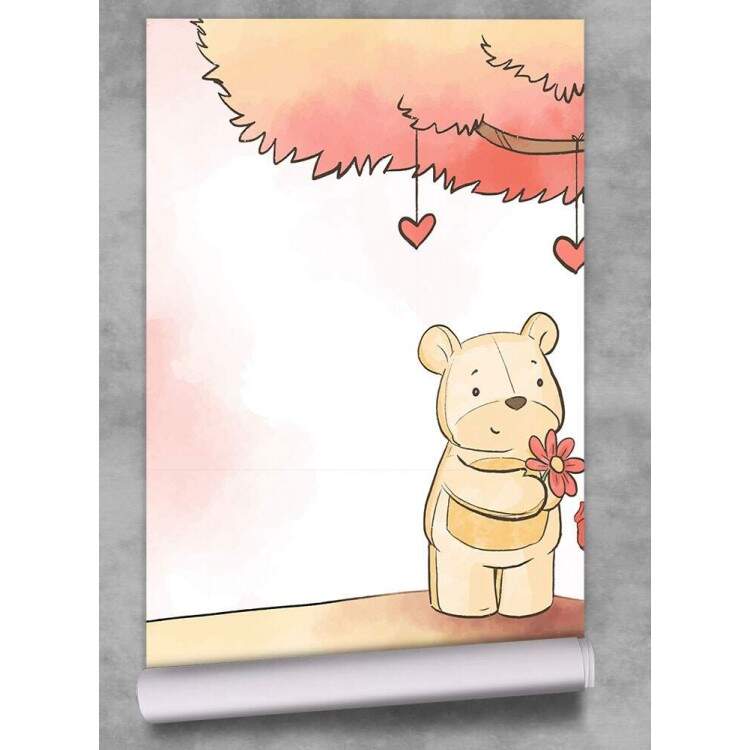 Papel de Parede Estilo Aquarela Ursinho Em Baixo de rvore MP