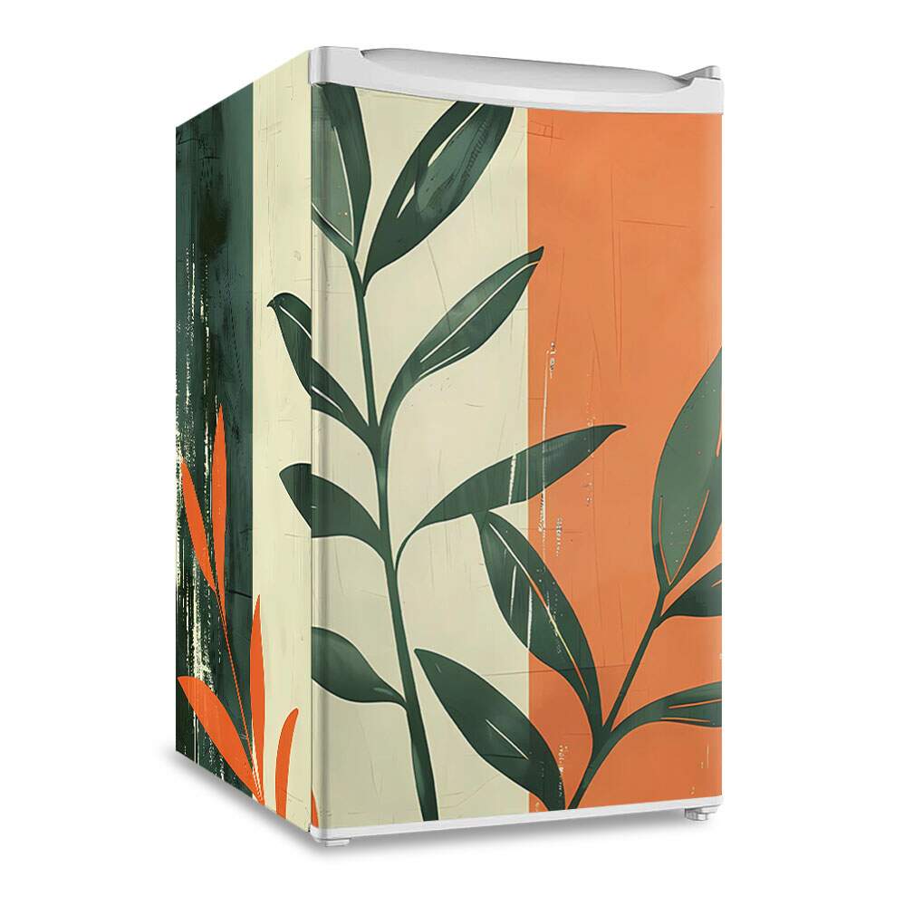 Envelopamento de Frigobar Inteiro Floral Fundo Laranja - Fran Adesivos ...