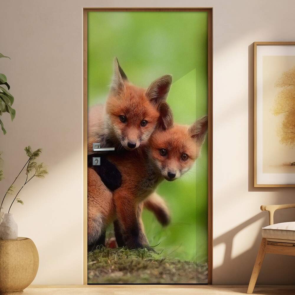 Adesivo Para Porta Animais Filhotes De Raposa