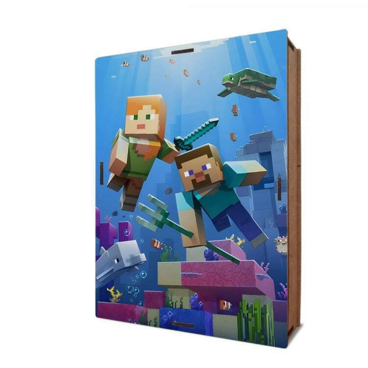Quebra-Cabea Desenho Minecraft Fundo do Mar 20x30cm