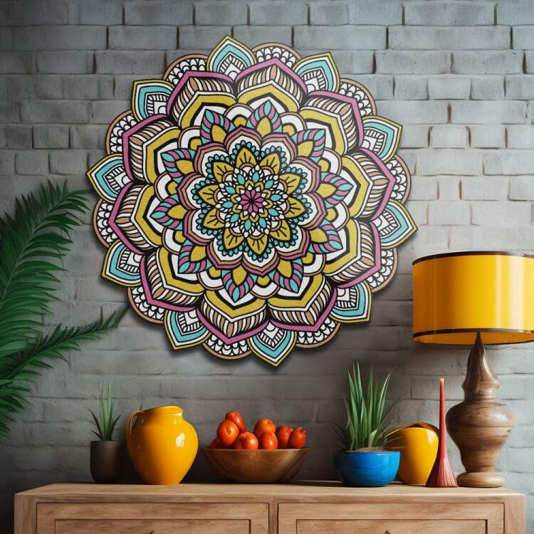 Quadro Decorativo MDF Mandala Colorida