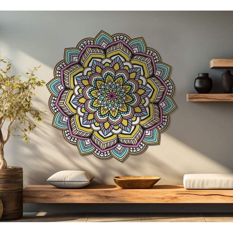 Quadro Decorativo MDF Mandala Colorida