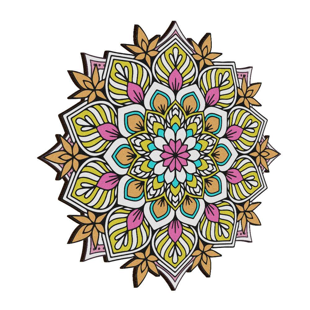 Quadro Decorativo MDF Mandala de Flor Colorida