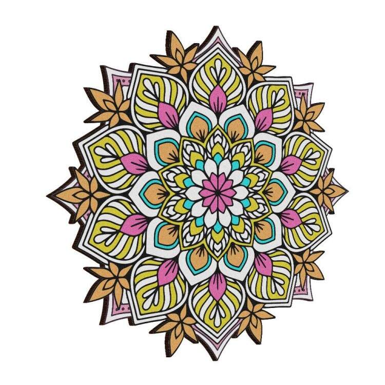 Quadro Decorativo MDF Mandala de Flor Colorida