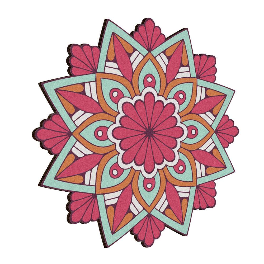 Quadro Decorativo MDF Mandala de Floral Colorida