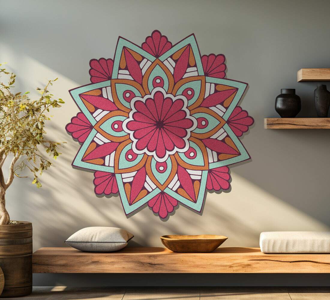 Quadro Decorativo MDF Mandala de Floral Colorida