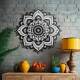 Quadro Decorativo MDF Mandala de Floral Preto e Branco
