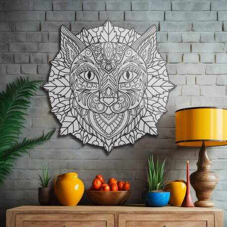 Quadro Decorativo MDF Gato Preto e Branco