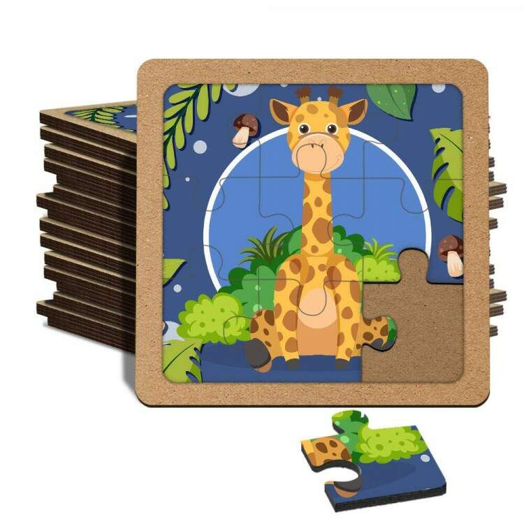 Quebra Cabea Kids Girafa Fundo Azul