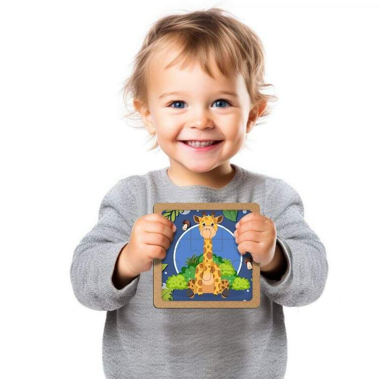 Quebra Cabea Kids Girafa Fundo Azul