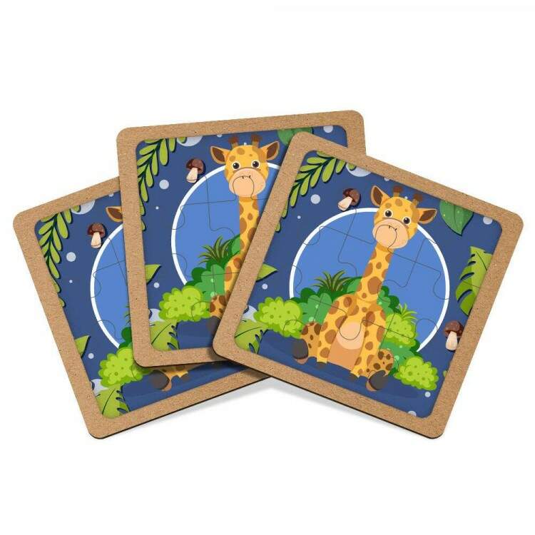 Quebra Cabea Kids Girafa Fundo Azul