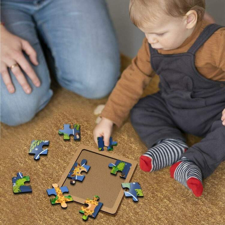 Quebra Cabea Kids Girafa Fundo Azul