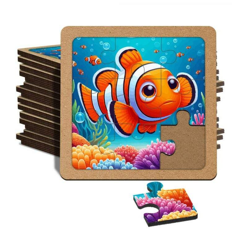 Quebra Cabea Kids Peixe Laranja em Fundo do Mar