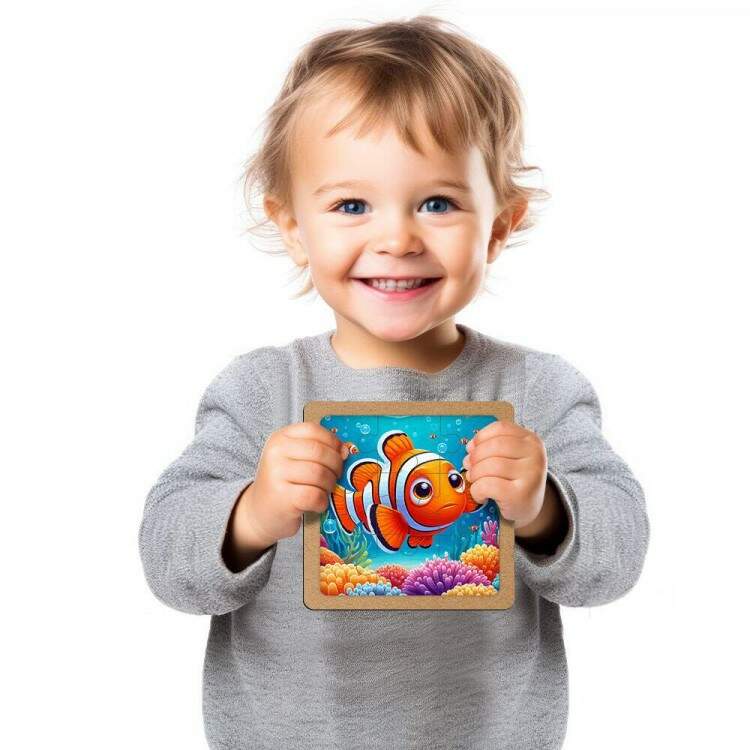 Quebra Cabea Kids Peixe Laranja em Fundo do Mar