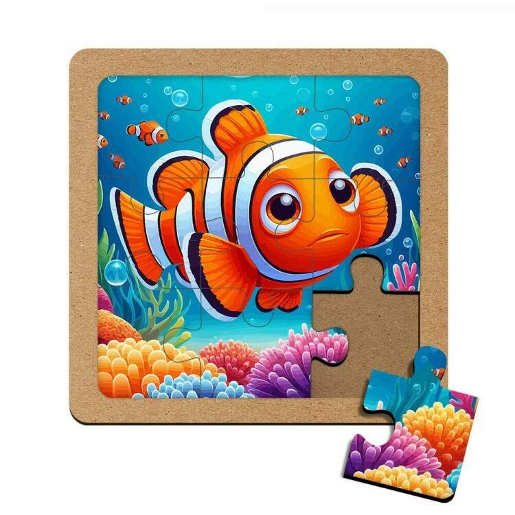 Quebra Cabea Kids Peixe Laranja em Fundo do Mar