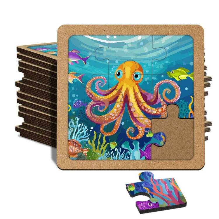 Quebra Cabea Kids Polvo em Fundo do Mar