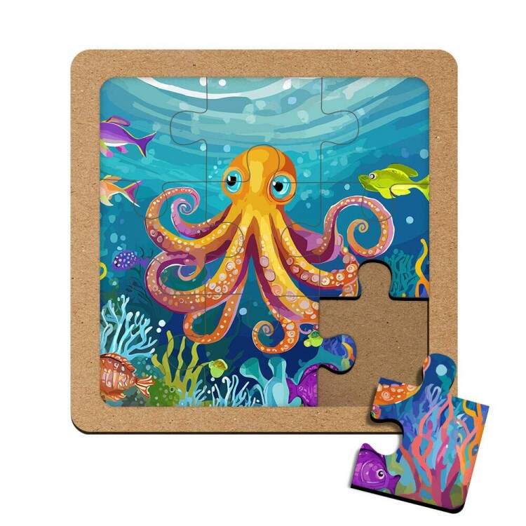 Quebra Cabea Kids Polvo em Fundo do Mar