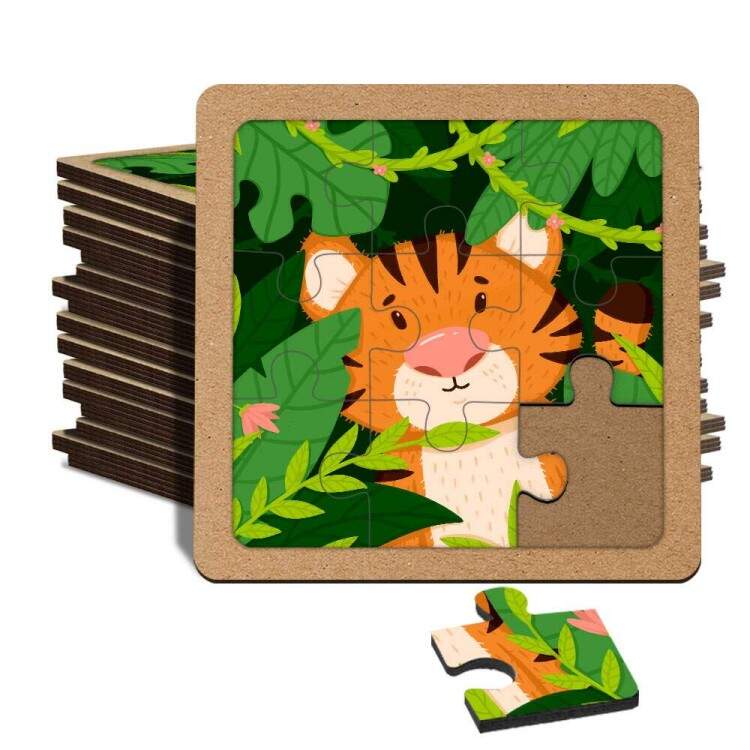 Quebra Cabea Kids Tigre em Folhas