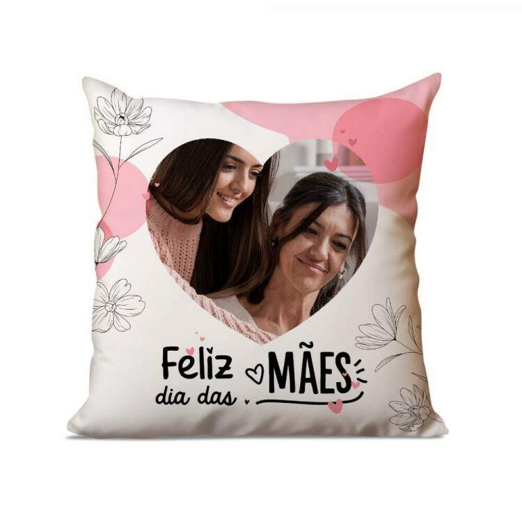 Almofada Personalizada com Fotos Corao Feliz Dia das Mes