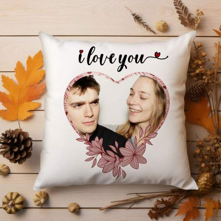 Almofada Personalizada com Fotos Corao I Love You