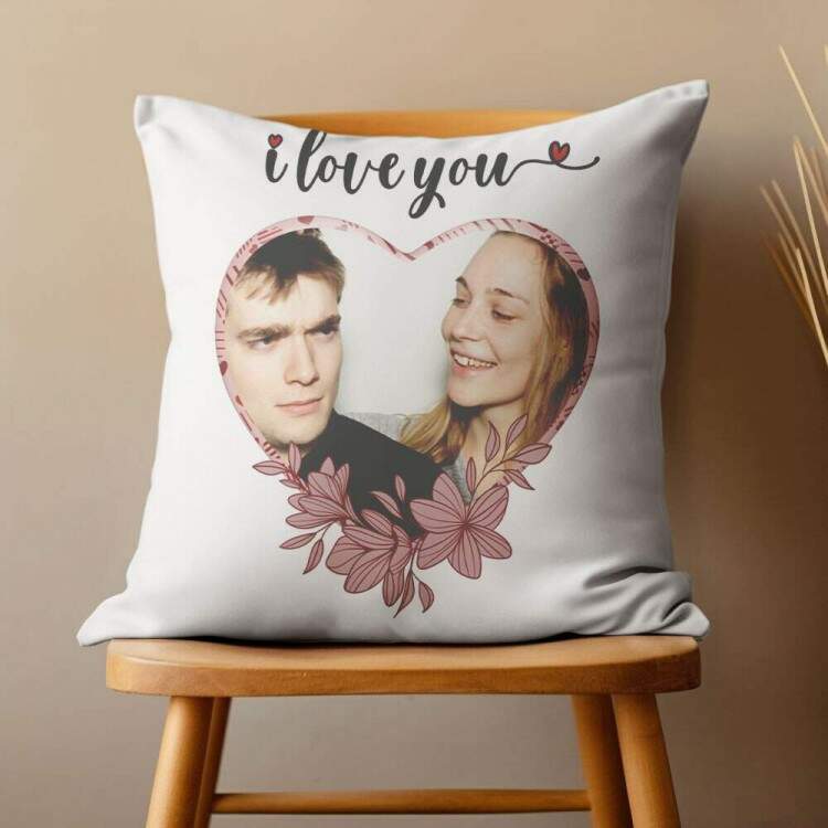 Almofada Personalizada com Fotos Corao I Love You