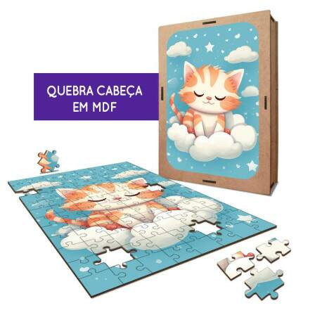 Quebra-Cabea Desenho Gatinho em Nuvens
