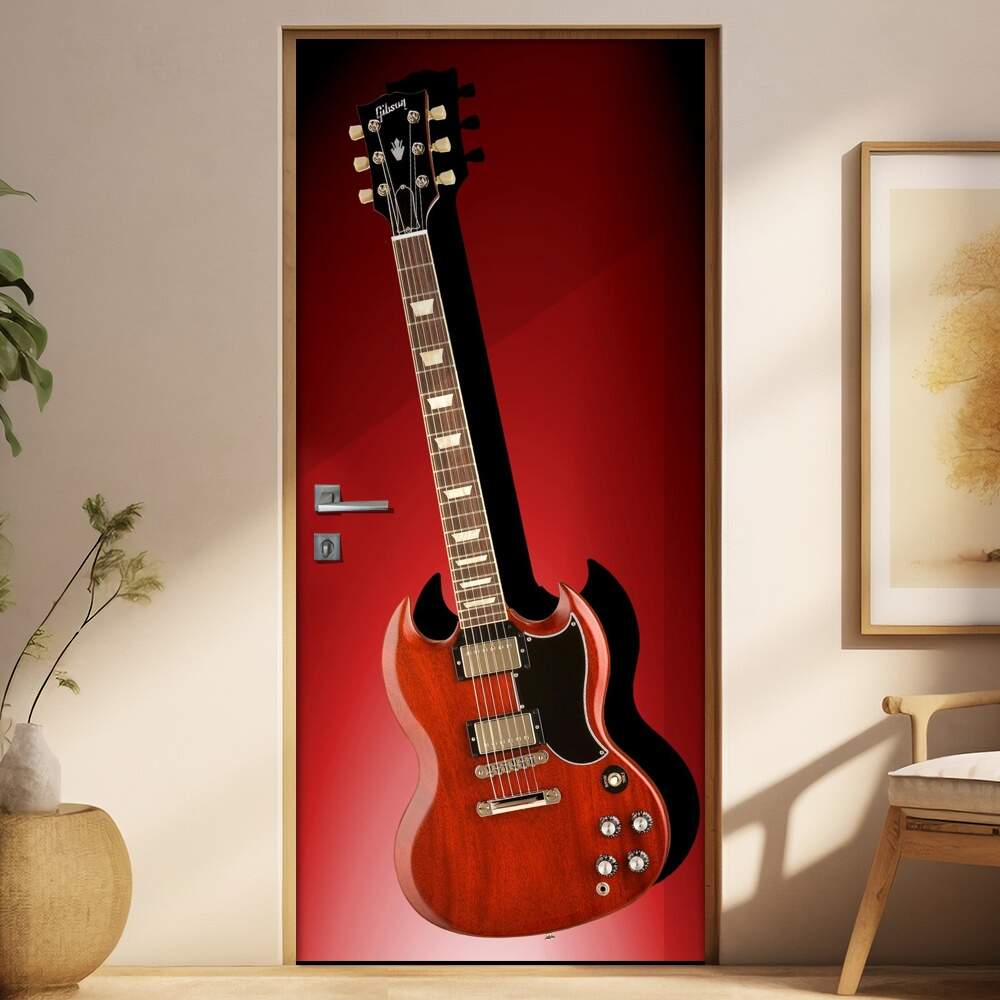 Adesivo para Porta Musica Guitarra SG vermelha