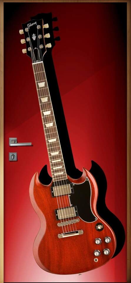 Adesivo para Porta Musica Guitarra SG vermelha