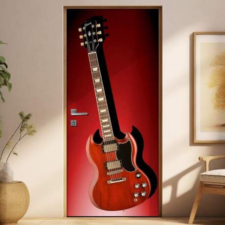 Adesivo para Porta Musica Guitarra SG vermelha