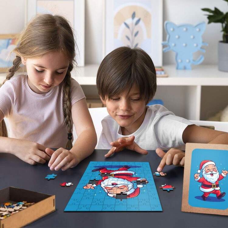 Quebra-Cabea Desenho Papai Noel Feliz Danando