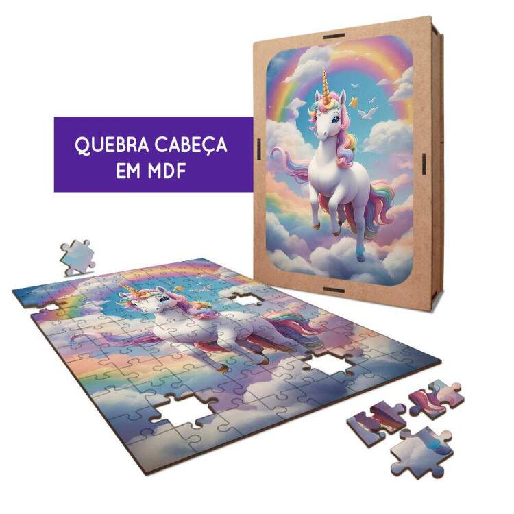Quebra-Cabea Desenho Unicrnio e Arco-ris