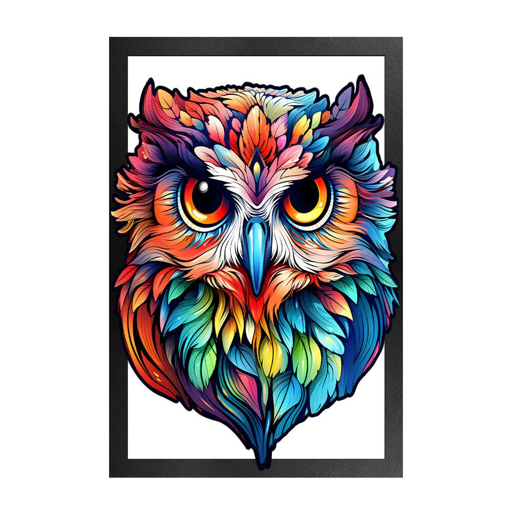 Quadro Decorativo Vazado de MDF Coruja Colorida